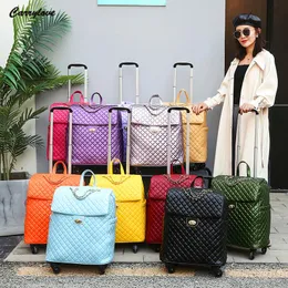 Чемоданы Carrylove 20-дюймовая женская кожаная кабина багажная сумка тележка для путешествий для дам