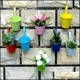 Planters Pots Garden levererar uteplats Lawn Home Hanging Pots Balcony Metal Bucket Flower Holders - Löstagbar krok 8 PCS 1182 V2 Drop Deli