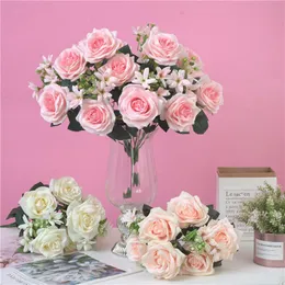 Dekorative Blumen Kränze Curling Rose Simulation Blumenstrauß Hochzeit Road Lead Fake Flower Einrichtungsgegenstände Dekoration Künstliche BlumenDecorativ