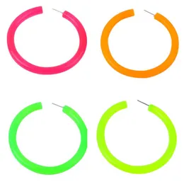 Hoop Huggie Fishsheep 65mm Akrilik Büyük Küpe Kadınlar için Kaya Punk Floresan Yeşil Sarı Büyük Yuvarlak Hoops Moda Partisi Jewelryhoop