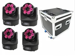 4 個とフライトケース 6X15w RGBW 4IN1 LED ビーアイズビーム移動ヘッドライト DMX ステージライト調光器 10/15 チャンネル