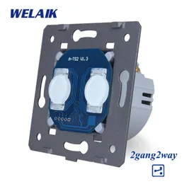 Welaik EU 계단-벽 스위치 EU 터치 스위치 Diy-Parts-Screen Wall-Light-Switch 2gang-2way AC250V-A922 T200605