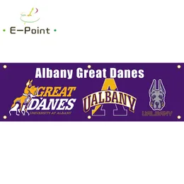 130GSM 150D Material NCAA Albany Great Danes Flag Double Facas Printing 1,5*5ft (45cm*150cm) Warp malha banner decoração voando home Garden Flagggg Flagggg