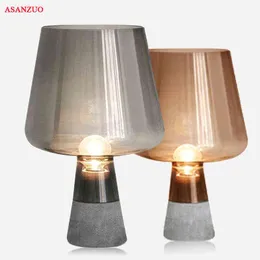 Lámpara de escritorio nórdica lámpara de mesa LED de cemento creativo para la sala de estar de dormitorio decoración de cama de cama e14/e27 lámparas de mesa modernas H220423