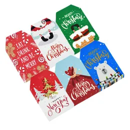 Dekoracje świąteczne 100pcs Wesołych tagów papierowych karty Karty Prezenty Snowflake Prezenty pudełkowe zawieszenie na ozdoby na świąteczne drzewo
