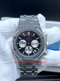 Nova versão relógio masculino 26240bc mostrador preto 41mm vk quartzo cronógrafo trabalhando pulseira de aço inoxidável relógios masculinos