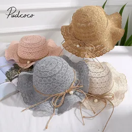 Baby Summer Accessories Holiday Kids Boy Girl Hat Hat Breach Straw Sun Hollow Out Lace Up Bandage Cap 220630