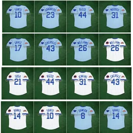 Na85 1970's 100th Baseball Jersey Ryne Sandberg Ron Santo Anthony Rizzo Greg 31 Maddux Mark Grace Dennic Eckersley Billy Williams Sammy