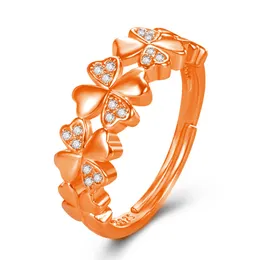 Moda Temperamento criativo Ring Ring Ring de quatro folhas Diamond Diamond Zircon Abertura Anéis criativos Rings Party Birthday Gift Jóias