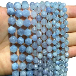 Other Natural Stone Faceted Spacer Beads Aquamarine For Jewelry Making DIY Bracelet Necklace Handmade Accessories 6/8/10MM 15''Other