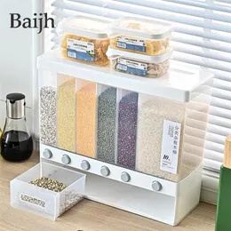 Automatic Plastic Cereal Dispenser Box Tank Rice Container Organizer Grain Cans Kitchen Food Storage Tool 220629
