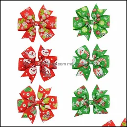 Jul Baby Girls Clips 3inch Grosgrain Ribbon Bows Barns Xtmas Hår Tillbehör Drop Leverans 2021 Baby Kids Maternity OMX3V