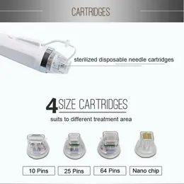 Tillbehörsdelar Disponibla 4 Tips Kassett 10PIN 25PIN 64PIN OCH NANO -isolering Guld RF Micro Needle Machine Cartridge