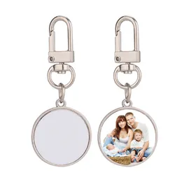 Thermal Transter DIY sublimering blankt hjärta runda nyckelringar guld nyckelring fotoram nyckelring Silverpläterad Legering Bilnyckelring Souvenir Tillbehör Lovers Gift