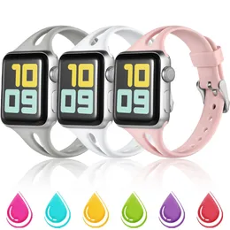 Banda colorida de cinta de silicone macio para Apple Watch 1 2 3 4 5 6/7 TPU Rubber Sport Watch Band para iwatch 38/40/41mm 42/44/45mm de pulseiras à prova d'água