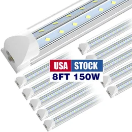 JESLED LED-Röhrenleuchte, Ladenbeleuchtung, SMD5730, 8 Fuß, 150 W, 15000 lm, 6500 K Kaltweiß, V-förmige, klare Abdeckung, hohe Leistung, für Garage, Lager