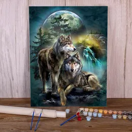Schilderijen dieren wolf diy schilderen door nummers kit acrylverven