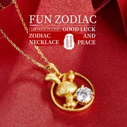 Magchets chineses zodíacos elegantes 925 prata esterlina 18k placas de ouro colares zodiaclockets