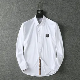 Camicia elegante da uomo T-shirt in seta slim di lusso Manica lunga Abbigliamento business casual a quadri marca 17 colori M-3XL BURR2022