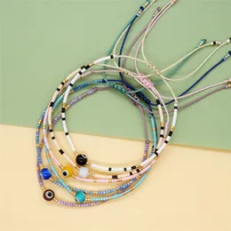 Bohemia Glass Beaded Strandsブレスレットカラフルな邪悪なアイブレスレットデザイナージュエリー女性南アメリカ織り手作りの青いピンクの白いブレスレットのための10代の女の子