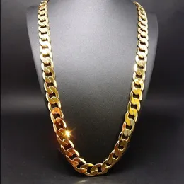 Chain de colar de colar de colar clássico pesado 105g 12mm de espessura de 18k 18k Amarelo Jóias de Chain de Gold Recurso de 60 cm de comprimento Clavícula masculina Presente