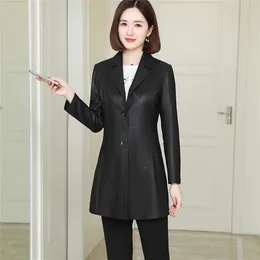 Nerazzurri Black Pu Leather Blazer Women Slim Faux Leather Jackets Women Autumn Plus Size Läderjackor för kvinnor 5xl 6xl 7xl 201224