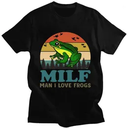 Men's T-Shirts MILF Man I Love Frogs Funny Saying Frog Amphibian Lovers Vintage Unisex T-Shirt Shirt Short Sleeve Cotton Tee