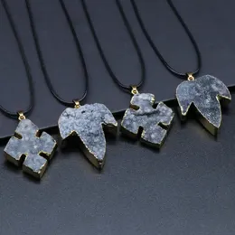 Kolye Kolyeleri Doğal Demce Agate Orijinal Taş Dört yapraklı Yonca Şekli Necklacediy Charm Mücevher Hediye