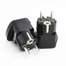 Adaptador 10a/16a 250V Gemany europeu da UE masculino para 3pin Socket Female Socket Universal Travel Power Adapter Connector com Shutter de segurança/2pcs