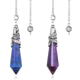 Dragon Crystals Pendulums Charms för att dowsa natursten kvartskvartspenet Divination Pendulum 12 Facetterad balansering av pendulo