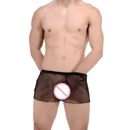 Unterhosen Herren Sexy Atmungsaktive Unterwäsche Ultradünne Transparente Tüll Boxershorts Shorts Homosexuell Männer Glatte SlipsUnderpants