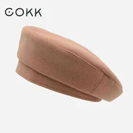 Cokk Beret Kadın Kış Şapkaları Kadınlar İçin Düz Kapat Sıralı Yün Vintage Boina Feminina İngiltere Ressam Kapı Gorras Planas Yeni J220722