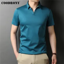 Coodrony marca de alta qualidade verão fresco cor pura casual manga curta 100% algodão puro polo-shirt homens slim fit roupas c5198s 220727