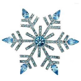 Pins Brooches Retro Exaggeration Christmas Snowflake Brooch Blue Silver Color White Semi Precious Stone Coat Collar Pin Present Kirk22