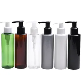 150ml düz omuz plastik doldurulabilir şişe siyah beyaz açık pres losyon pompası taşınabilir kozmetik ambalaj boş şampuan duş jel konteyner