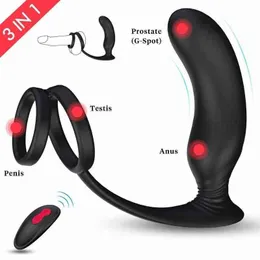 Penis Ring 9-Vibration Mode Wireless Remote Control Vibrator Rechargeable Waterproof G-spot Silicone Toys For Men Q0515