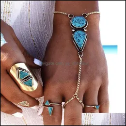 Charm Bracelets Boho Bracelet Jewelry Beach Retro Ethnic Turquoise Link Hand Jewelr Yydhhome Drop Delivery 2021 Yydhhome Dhxib