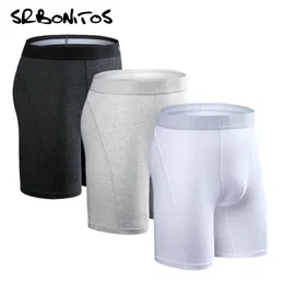 SRBONITOS Marca 3 pz Lungo Boxer Uomo Intimo Uomo Boxer Uomo Intimo Boxer Pantaloncini di cotone Morbido Sexy Mutande traspiranti 220423