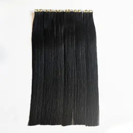 인간의 머리카락 확장에 자연 색상 테이프 인도 브라질 처녀 레미 PU 피부 씨실 머리 확장 금발 100g 양면 접착제