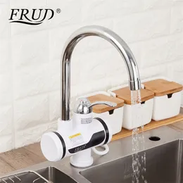 Frud Electric Kitchen Water Heater Tap Instant温水蛇口LEDデジタル暖房蛇口タンクレス瞬時給湯器T200423