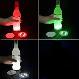 LED -flaskklistermärken Coasters Light Sticker Flashing LED -lampor för Holiday Party Bar Home Party Dh8254