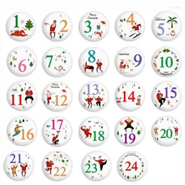 Kerstdecoraties 24 stks Kalender Badge Advent Countdown Number Label Cookie Candy Gift Badges Pins Xmas Decor Home Decorchristmas