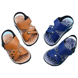 Çocuk sandalet erkekler kaymaz deri yaz bebek kız ayakkabısı düz plaj ayakkabıları 2 5y f0073 220525