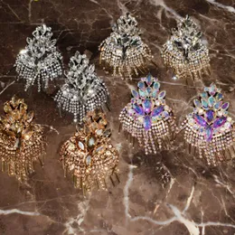Dingle ljuskrona lyxig glänsande strassblommor örhängen för kvinnor mode smycken geogous aftonklänning
