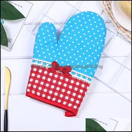 Piekarnik Mitts Bakeware Kitchen Dining Bar Garden 1pc 30x17 cm Ovens Bawełniane rękawiczki w paski kwiatowe przeciwzakręgowe pieczenie mikrofalowe rękawiczki mikrofalowe w