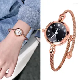 Orologi da polso Luxury Gold Bangle Bracciale Orologi Acciaio inossidabile Retro Ladies Quartz Fashion Casual Women Dress Colck Watch Hect22