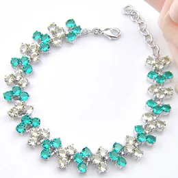 luckyshine venditore di moda argento 925 topazio verde quadrato braccialetto di cristallo d'argento fatto a mano b0915