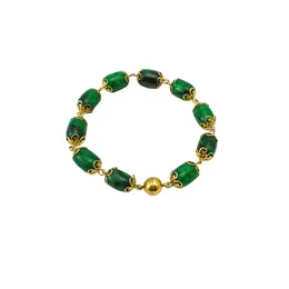 Braccialetti con perline di pietra verde malachite a catena a maglie con braccialetti con chiusura magnetica Gioielli da uomo in acciaio inossidabile di moda DropLink