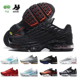 WITH BOX 2022 TN 3 Plus III Running Shoes Tuned Mens Women OG Sneakers Aqua and Volt Crimson Red Laser Blue Tiger Topography Pack Triple Black Trainers Jogging 36-45
