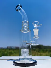 26 cm de vidro transparente de 11 polegadas com lábios azuis finos de cachimbo de água fumando cachimbo de cachimbo de água de 14 mm de 14 mm